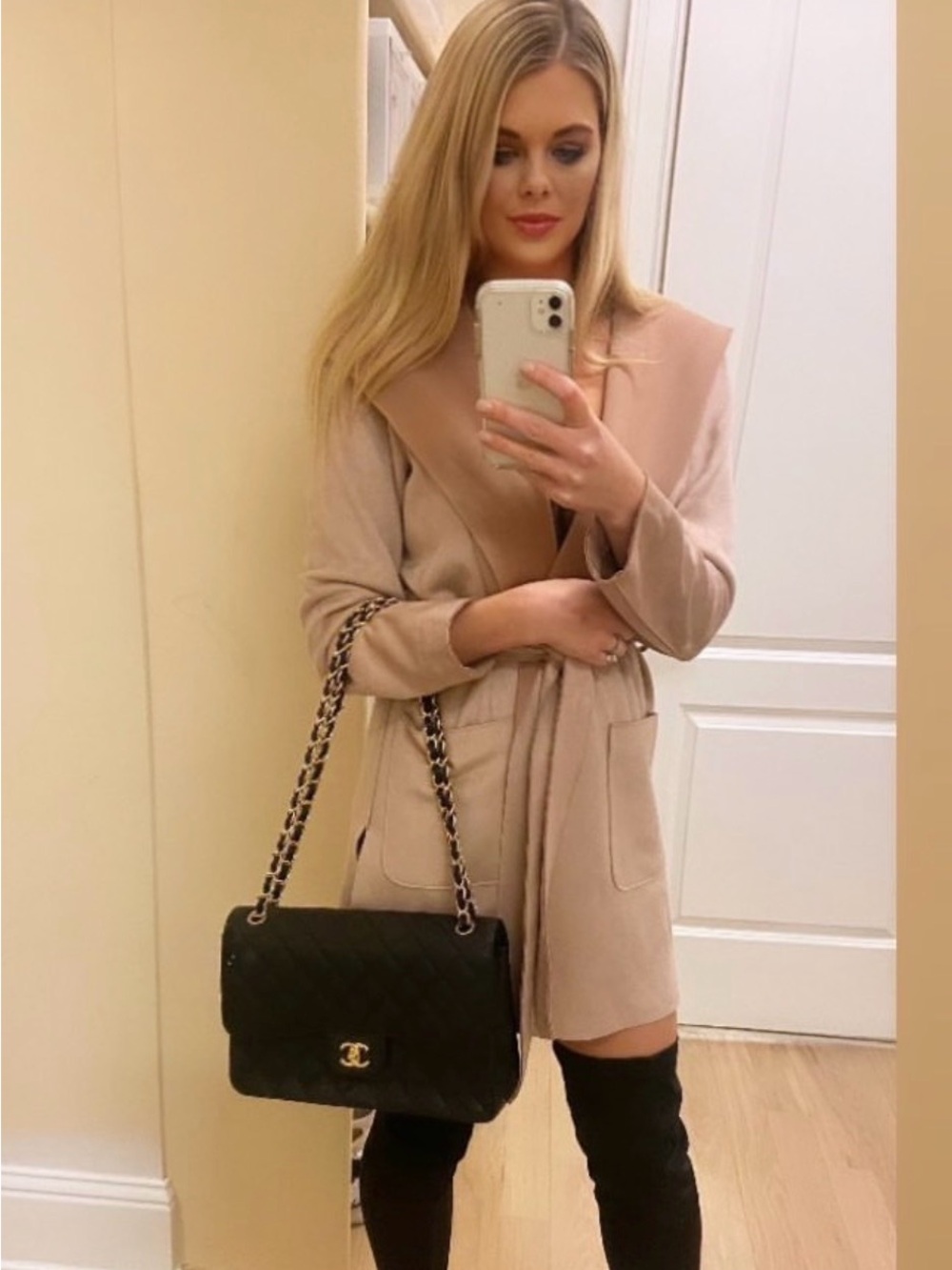 Zara women’s Light Taupe Suede Belted Coat